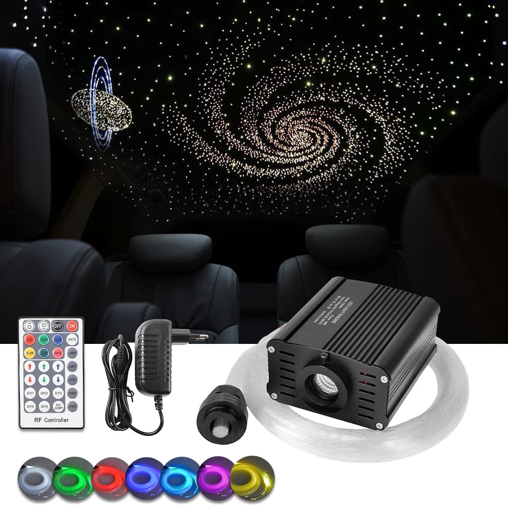 DEWEL Glasfaser LED Licht 16W RGBW 150PCS Sternenhimmel Glasfaser | Fernbedienung, Glasfaser Licht für Schlafzimmer, Hochzeit, Weihnachten, Esszimmer, Heimdekorationen, Party, Pools, KTV, DISCO