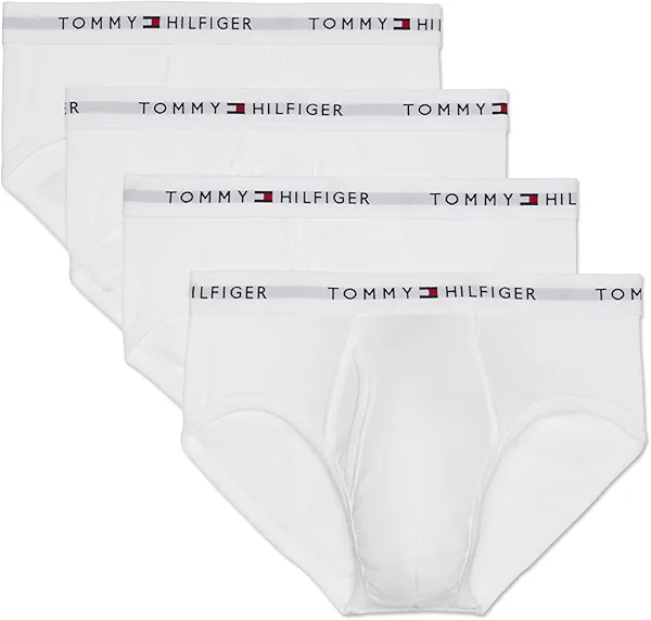 Tommy Hilfiger Men's 4-Pack Cotton Brief, White, Medium
