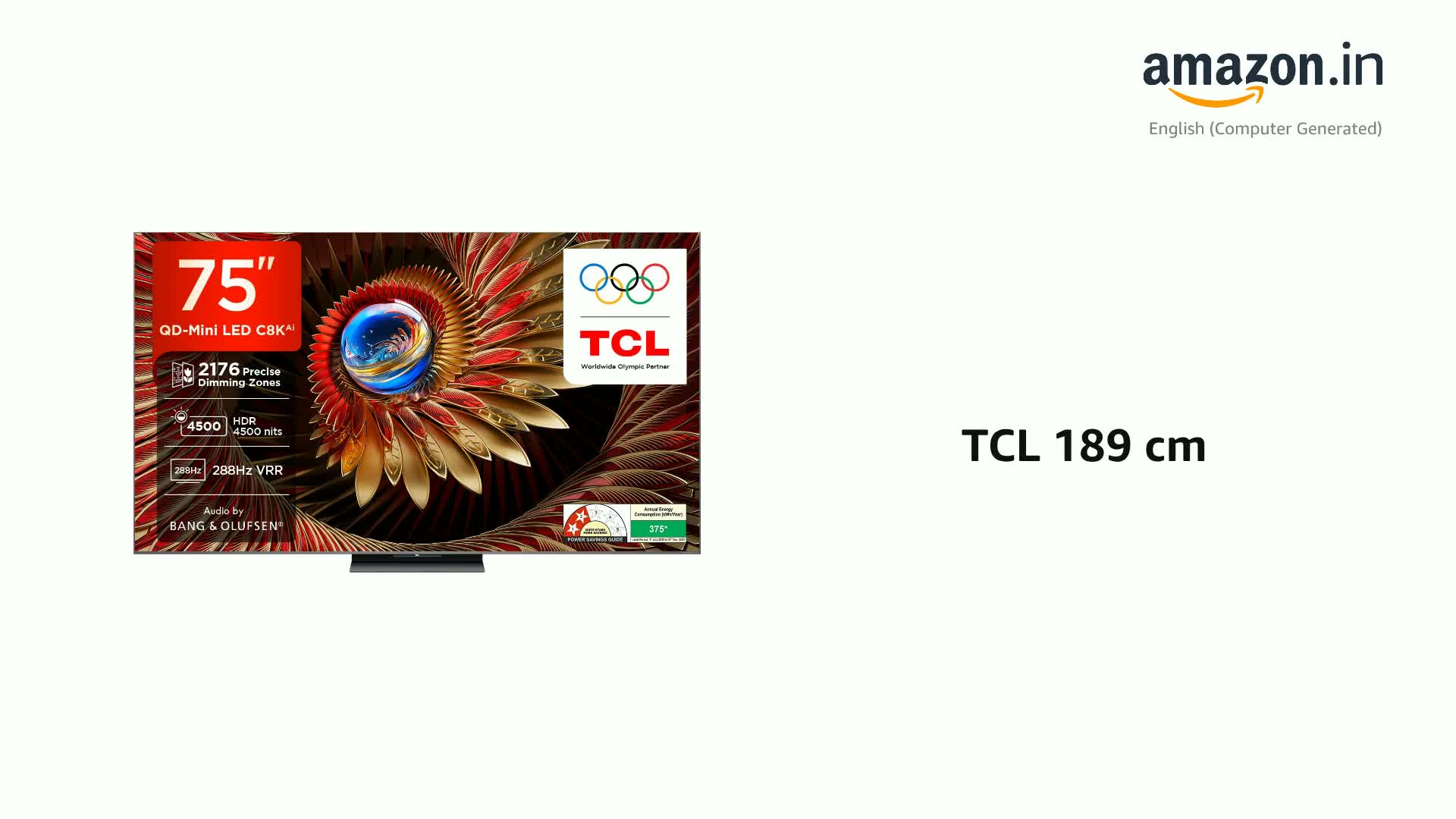 TCL 189 cm (75 inches) 4K UHD Smart QD-Mini LED Google TV 75C8K