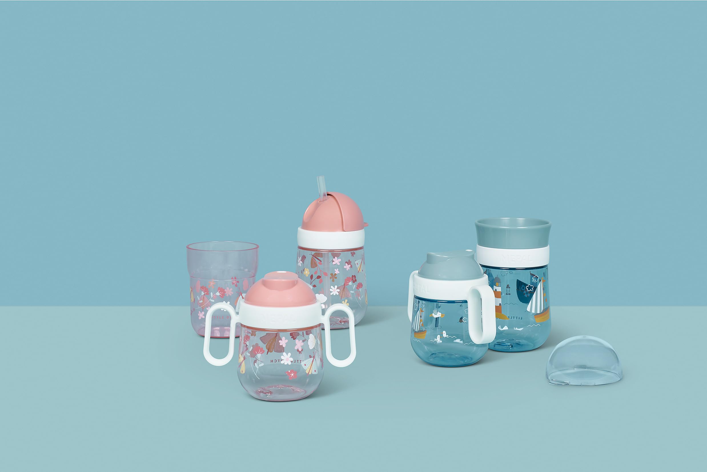 Mepal - Gobelet d'apprentissage anti-fuites Mio 2.0 - Gobelet d'apprentissage Little Dutch à partir de 6 mois - Gobelet pour bébé anti-fuites - 200 ml - Flowers & butterflies
