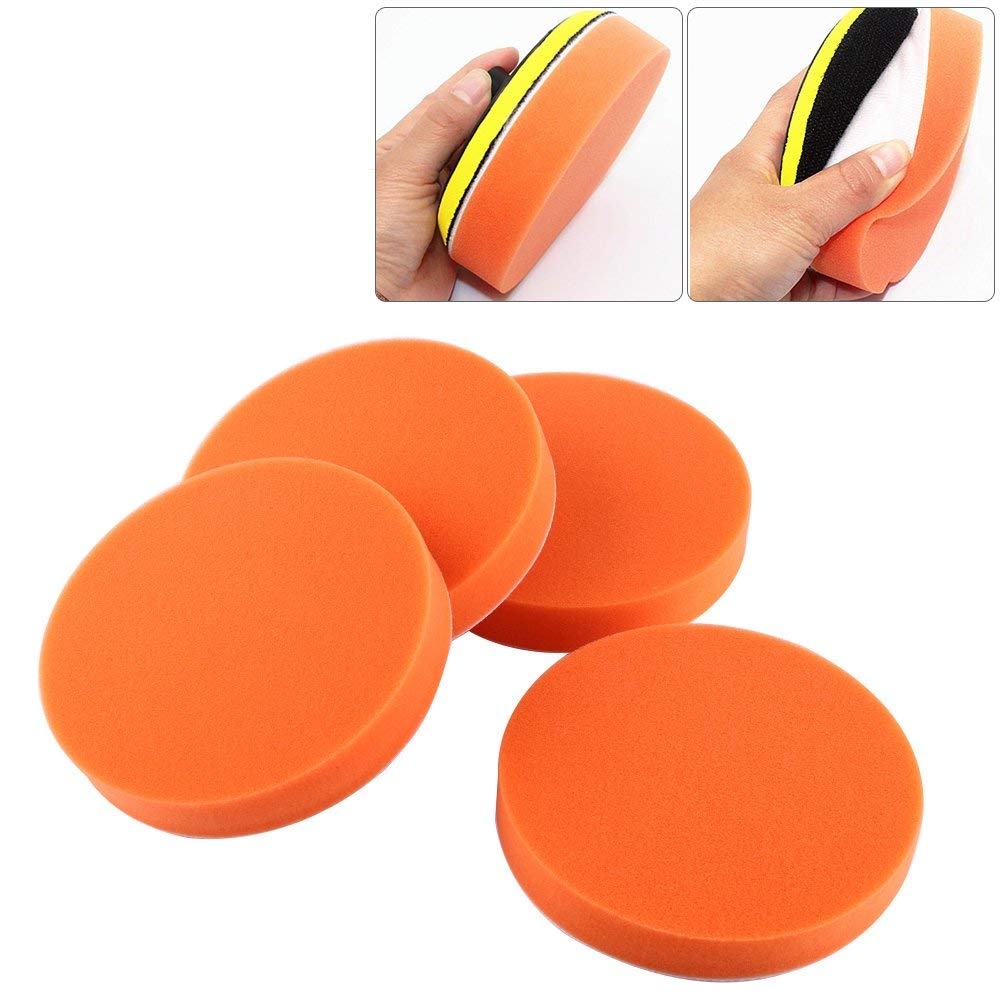 Qiilu 10 piezas de 150 mm de esponja de pulido de depilación de cera kit herramienta para pulidor de coche, color naranja