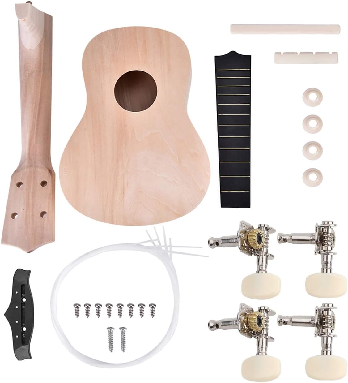 ECOGERA DIY ukulele kit soprano (22inch) for beginner, build your own handmade