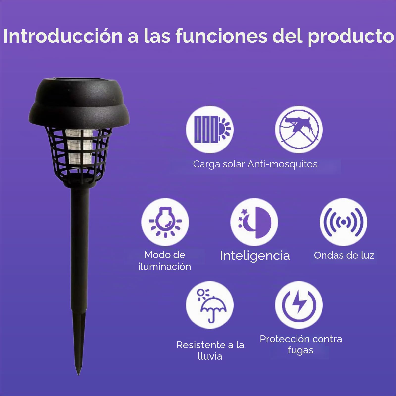 4 piezas de lámparas antimosquitos solares, lámpara antimosquitos para exterior, iluminación exterior impermeable, lámpara antimosquitos para interior y exterior, para la casa, jardín, patio, camping