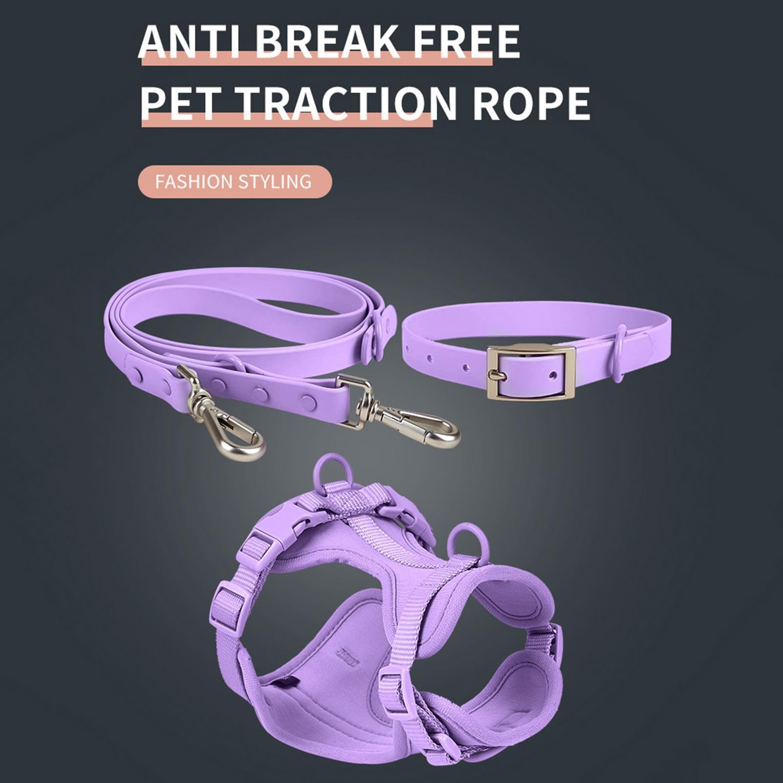 Hundeleinen-Set, Hundegeschirr-Set - Verstellbares Hundehalsband | Kleines Haustiergeschirr-Set aus Halsband und Leine, verstellbare Hundewestengeschirre ohne Zug mit Kotbeutelhalter