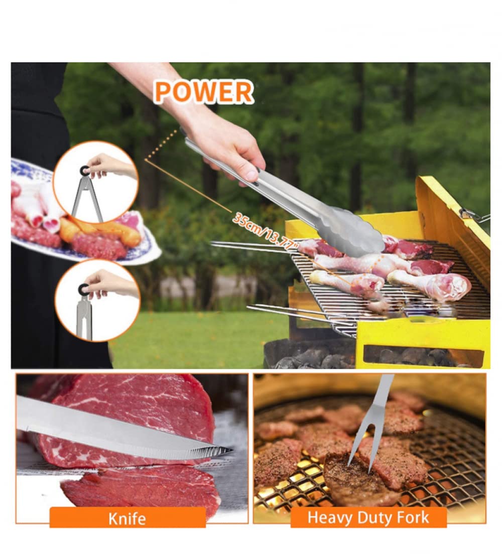 Set di strumenti per barbecue da 32 pezzi, accessori per grigliate in acciaio con custodia, grembiule portaoggetti, tappetini per griglia, termometro per campeggio barbecue in giardino, regali per uom