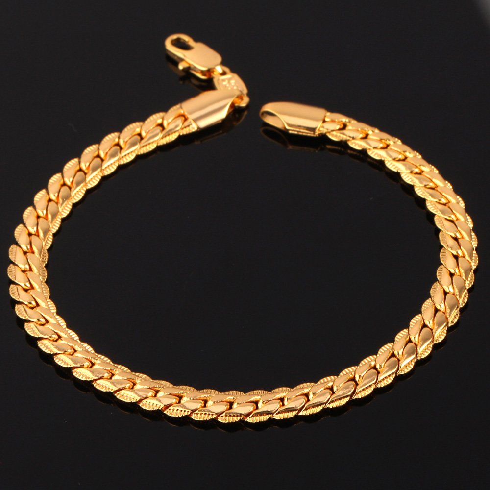 U7 Men Jewelry 18KGP Stamp Hip Hop Snake Chain 6MM