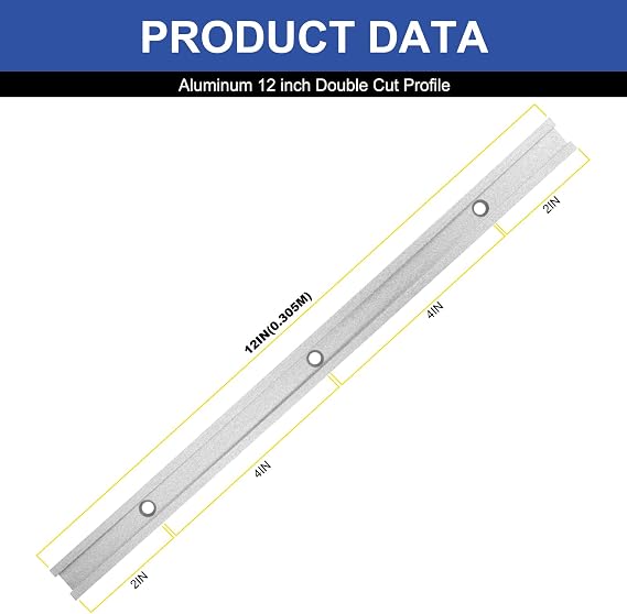 T Tracks for Woodworking,8Pcs Aluminum 12 inch Double Cut Profile Universal with Predrilled Mounting Holes Silver