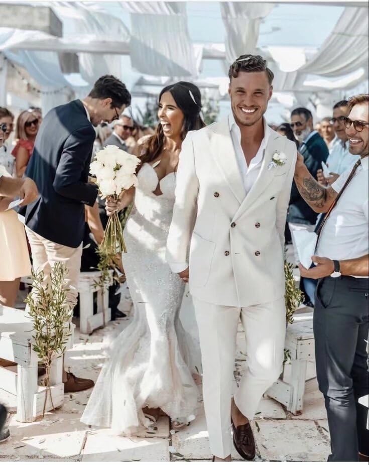 Men's Suit 2 Piece Set Slim Fit Suits for Men Double Breasted Tuxedos for Wedding Prom Business Suit Blazer Pants2