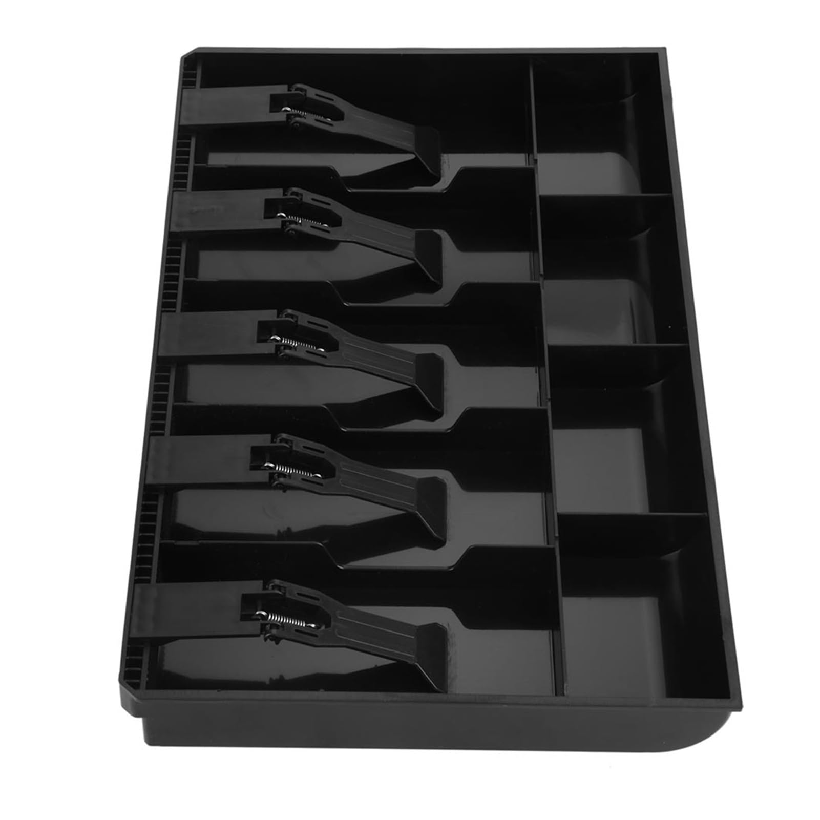 Five Grids Cash Drawer Register Insert Coin Tray Cashier Tidy Storage Safe Box (Black)