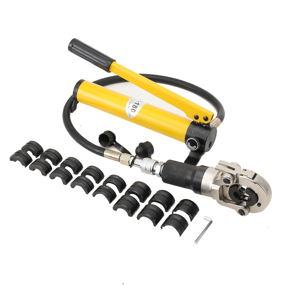 Lfhelper Hydraulic Crimping Tool With 360° Rotating Head, 6 T Force, Nine V & TH Dies, Pliers for Pipe Crimping and Press Applications