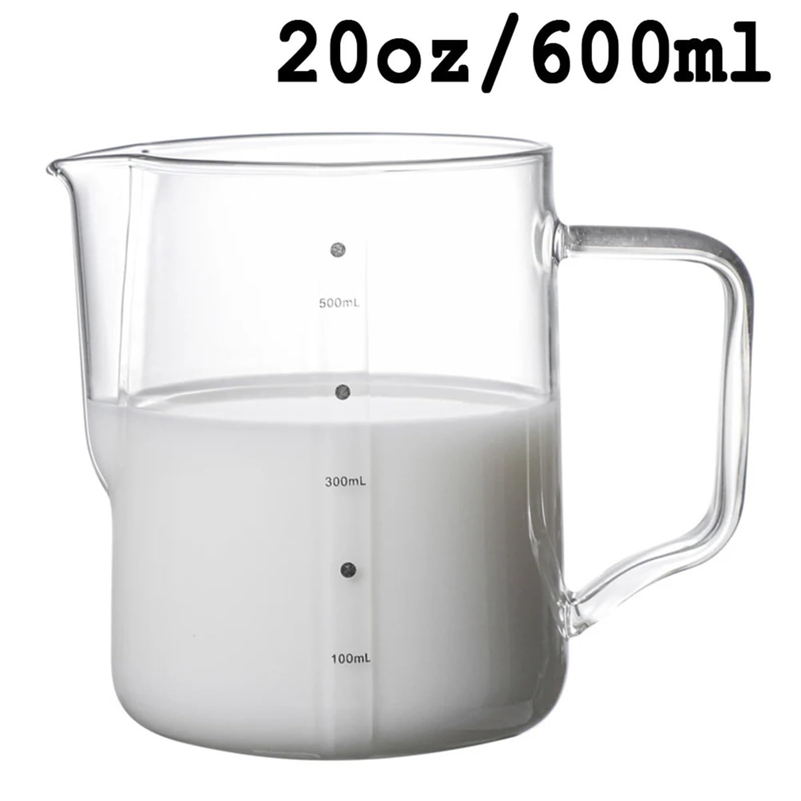 Jarra de cristal for espuma café y leche, 2 uds., con escala, Espumador, jarra Barista Espresso, Latte, 350/600ml Para Espumar(600ml)