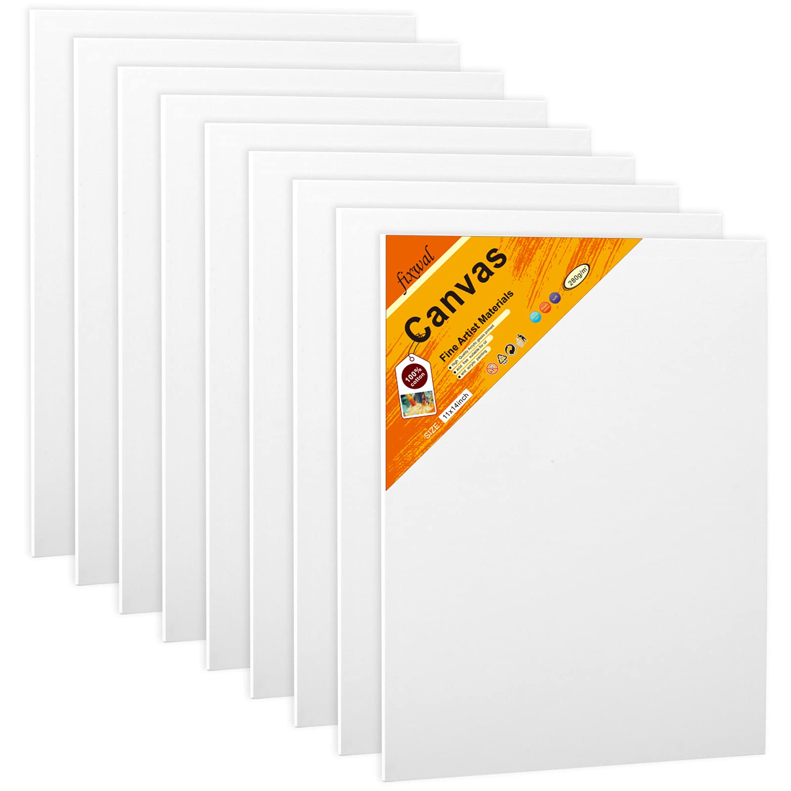 Canvas Boards for Painting 11x14 Inches, Pack of 9 Canvas Panels 5/8”Thick for Acrylics Oil Painting, Ideal for Beginners, Kids, Adults