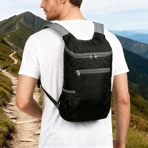 Miniatura 6 de Mochila plegable ligera y fina, bolsa de almacenamiento, bolsa de escalada, bolsa de senderismo, mochila de senderismo de 15 L, ligera, repelente al