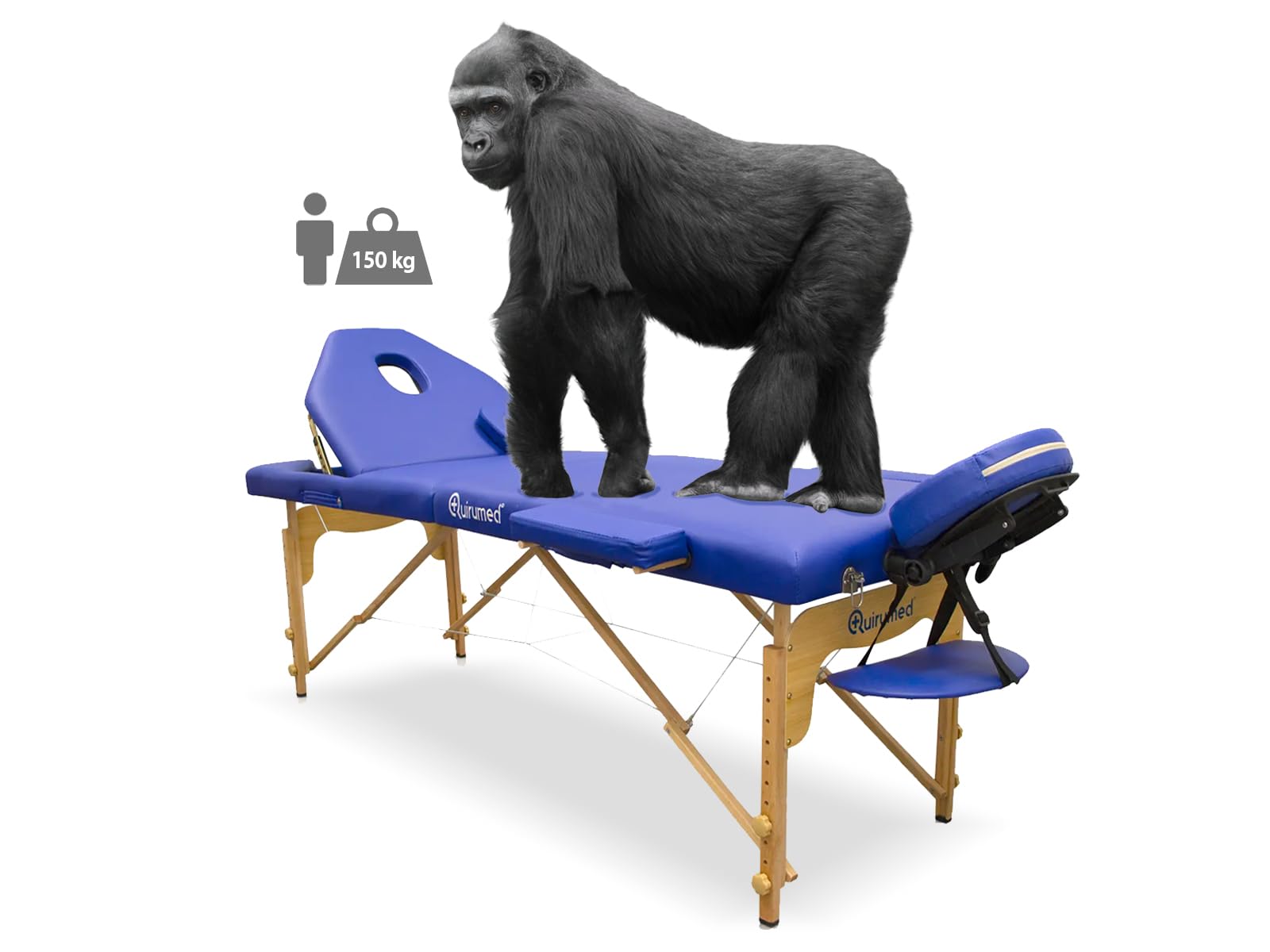 QUIRUMED Elite Lettino da massaggio pieghevole in legno, bianco, 194 x 70 cm, similpelle, portatile, schienale pieghevole, testa rimovibile, foro per il viso, altezza regolabile, fino a 150 kg