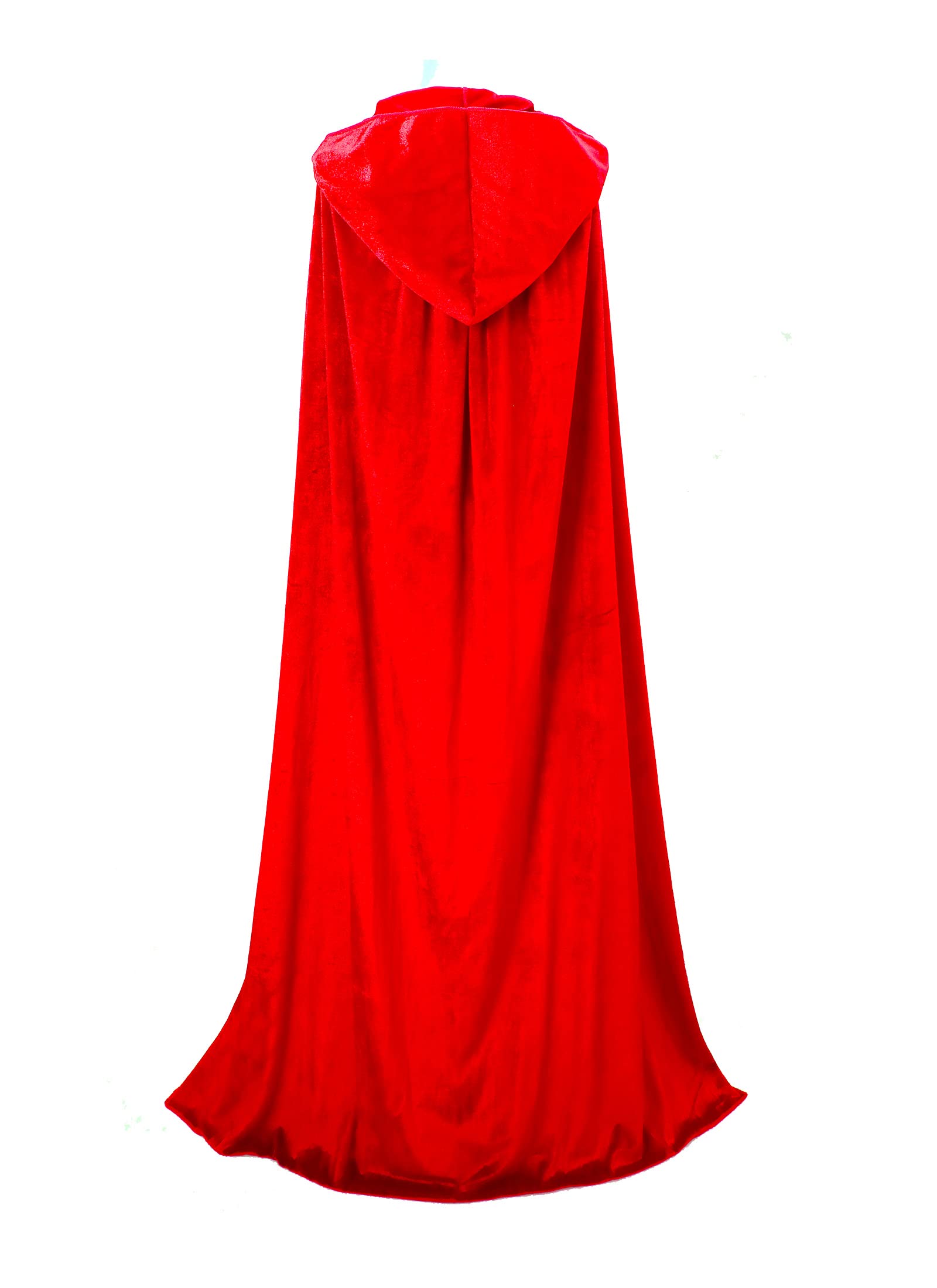 DELIVESS Velvet Hooded Cloak Red Cape with Hood Men Halloween Wizard Robe Costume Witch Adult Women (150CM/59, Red) - Image 3