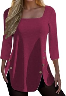 AaaozKjie Long Sleeve Women's Pullover Autumn Floral Print Crew Neck Buttoned Medium Length Blouse with Lace Sleeves for Summer and Autumn Pullover Women