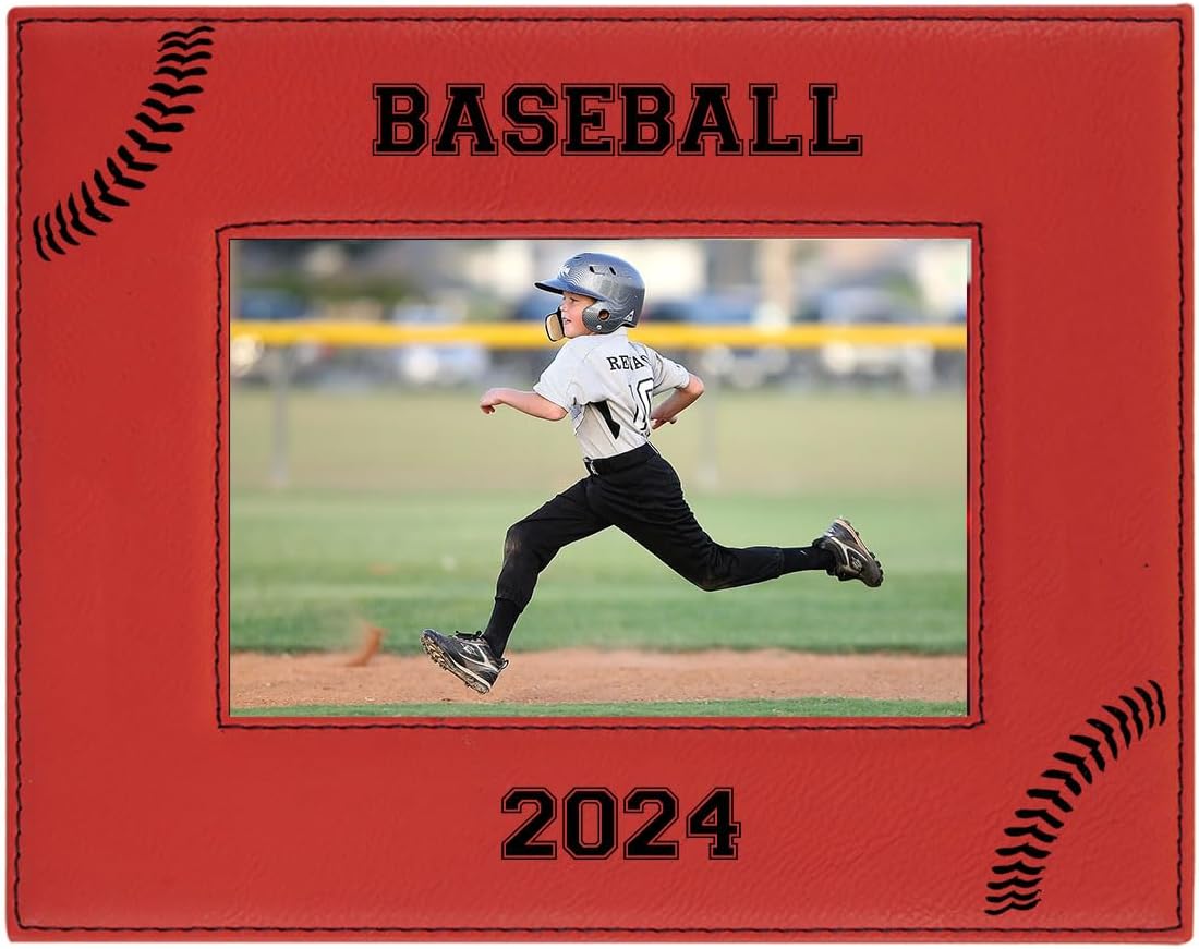 Baseball - High School/College/T-Ball/Little League Personalized Blue Laser Custom Engraved 8x10 Photo Picture Hanging Landscape Frame