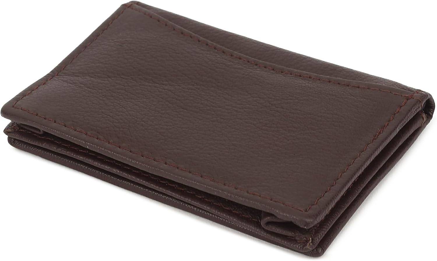 LeatherBoss Genuine Leather Small Credit Card Holder Wallet | Expandable Pocket for Cards, IDs | Compact & Durable Design | Dark Brown