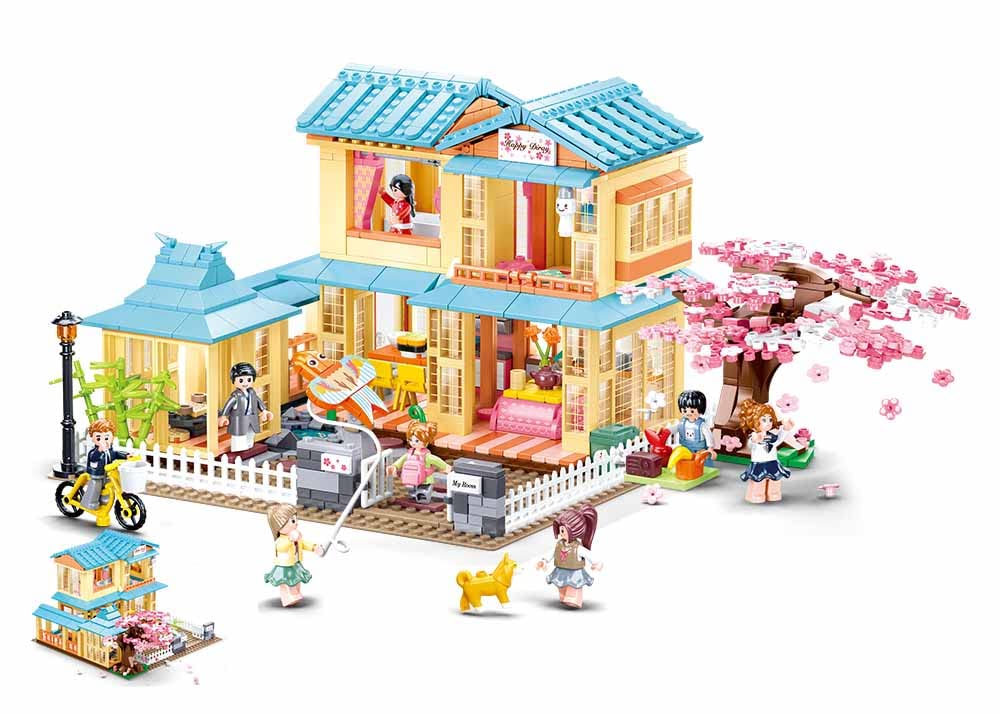 Sluban Klemmbausteine M38-B1017 Happy Diary-Japanese Guesthouse 1021PCS