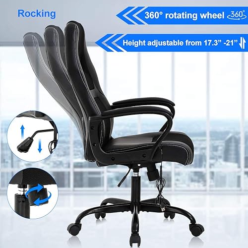 Miniatura 5 de Silla de juegos giratoria con ruedas, silla de oficina en casa, silla ergonómica para computadora, silla de escritorio, silla ejecutiva rodante de