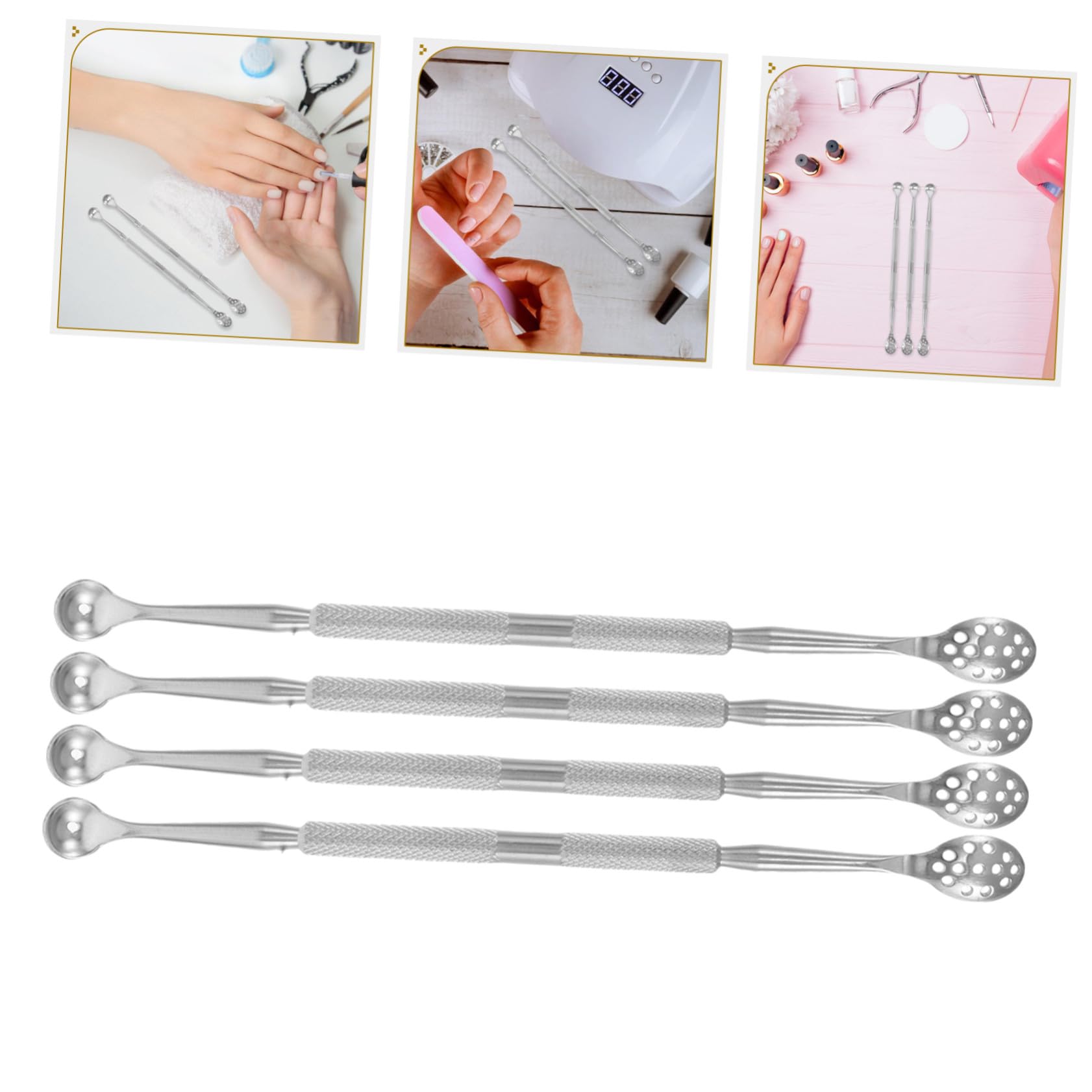 20 Pezzi Strumenti per Cuticole in Acciaio Inossidabile Doppia Punta per Rimozione Morta Trimmer e Pulitore per Unghie Manicure e Pedicure