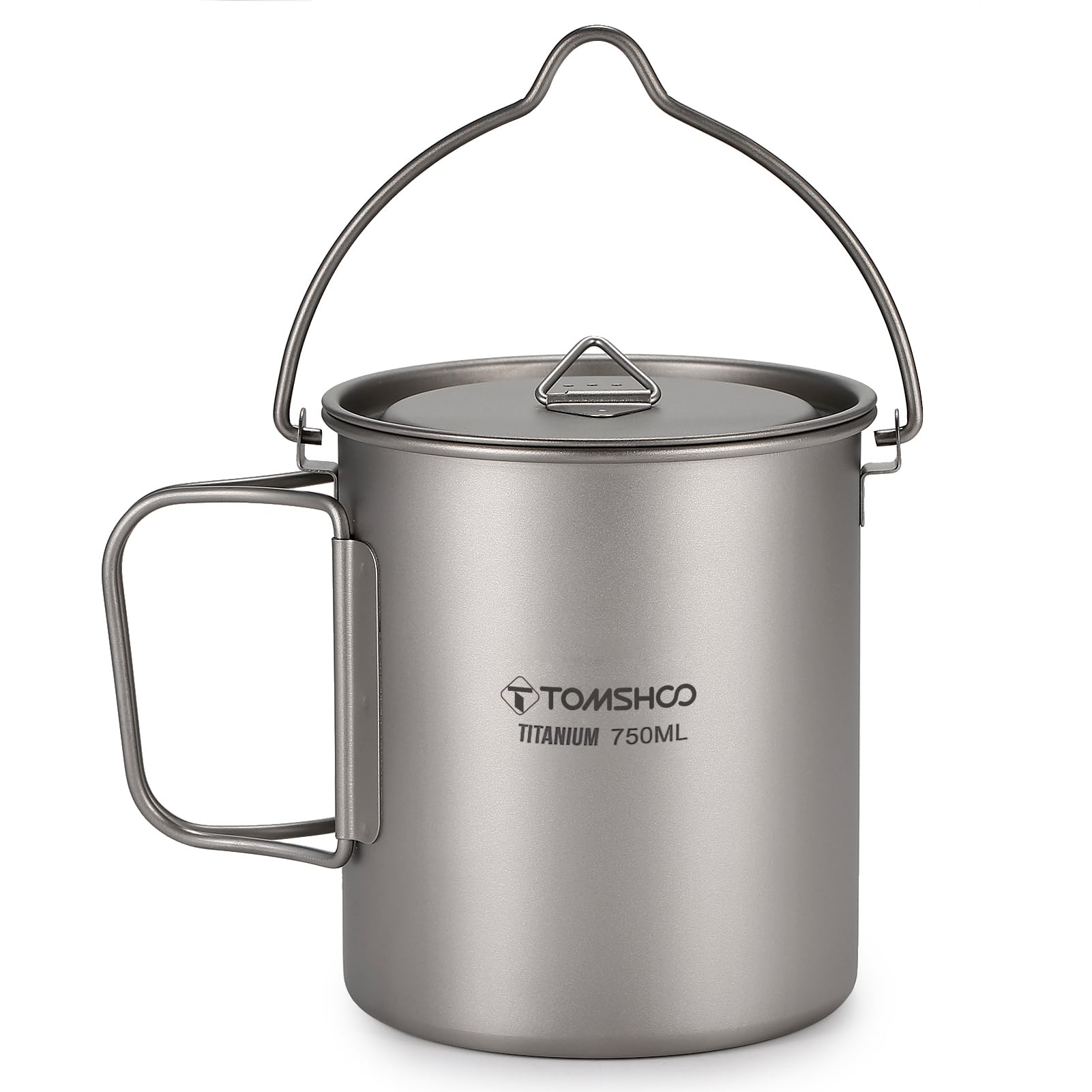 Zestaw garnków kempingowych, 3-częściowy, Titan Pot Compact Pans kempingowy z pokrywką, składany uchwyt, ultralekki, przenośny kubek na wodę na kemping (doniczka 750 ml)