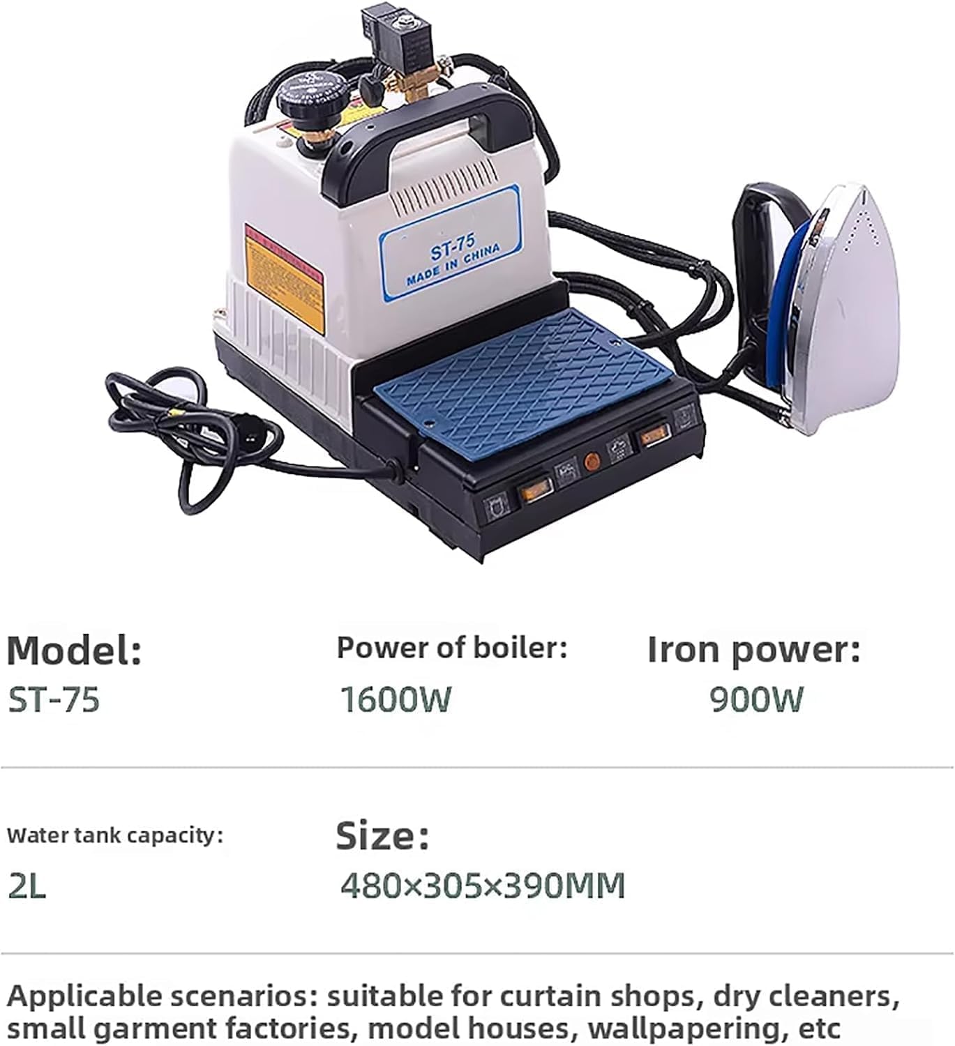 Estación de Planchado a Vapor de 1600 W con depósito de 2 litros.