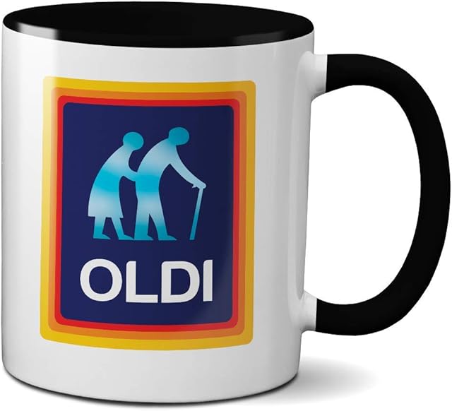 SMARTYPANTS Oldi Mug- Birthdays Christmas Funny Gift Presents Celebration Novelty Old Large Heavy Duty Handle Dino Coated Dishwasher/Microwave Safe Sublimation Ceramic (Black)