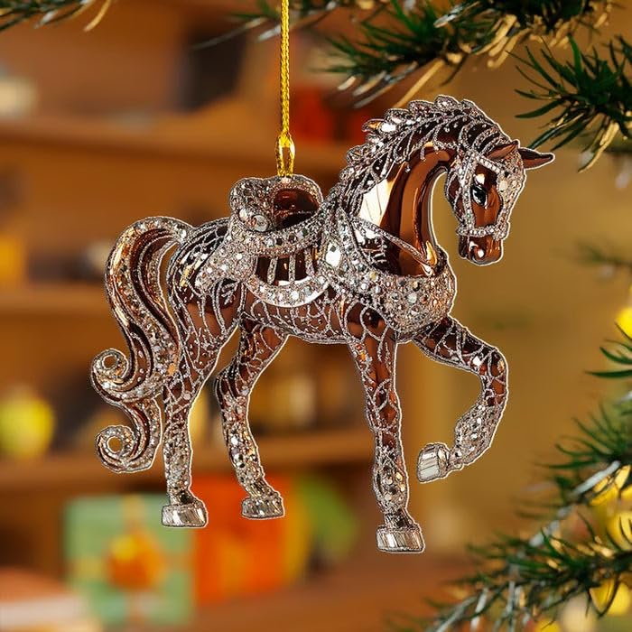 Pferd Weihnachten Ornament 2D Acryl Pferde Ornamente für...
