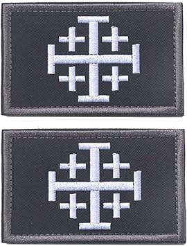 Jerusalem Cross Crusader Jihad Patch - Time for Another Crusade Christian Hook and Loop Tactical Morale Patch 2Pcs Black