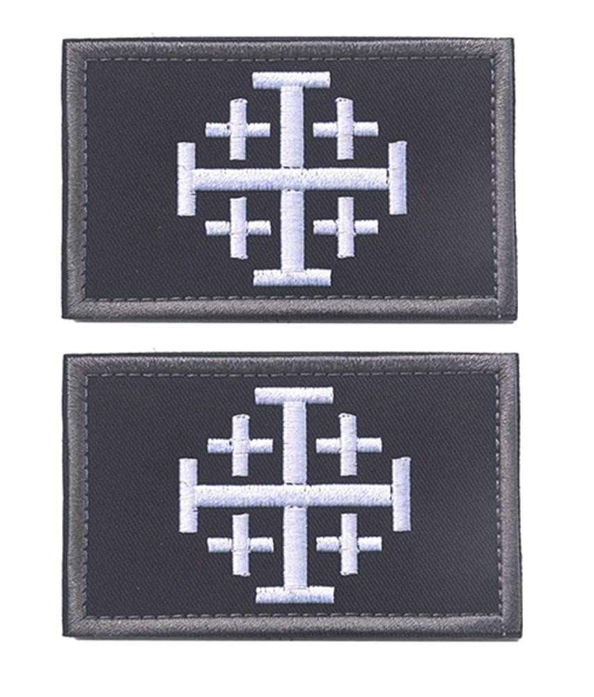 YkonuyisJerusalem Cross Crusader Jihad Patches Time for Another Crusade Patches Christian Patches Hook and Loop Tactical Morale Patch 2Pcs (Black)