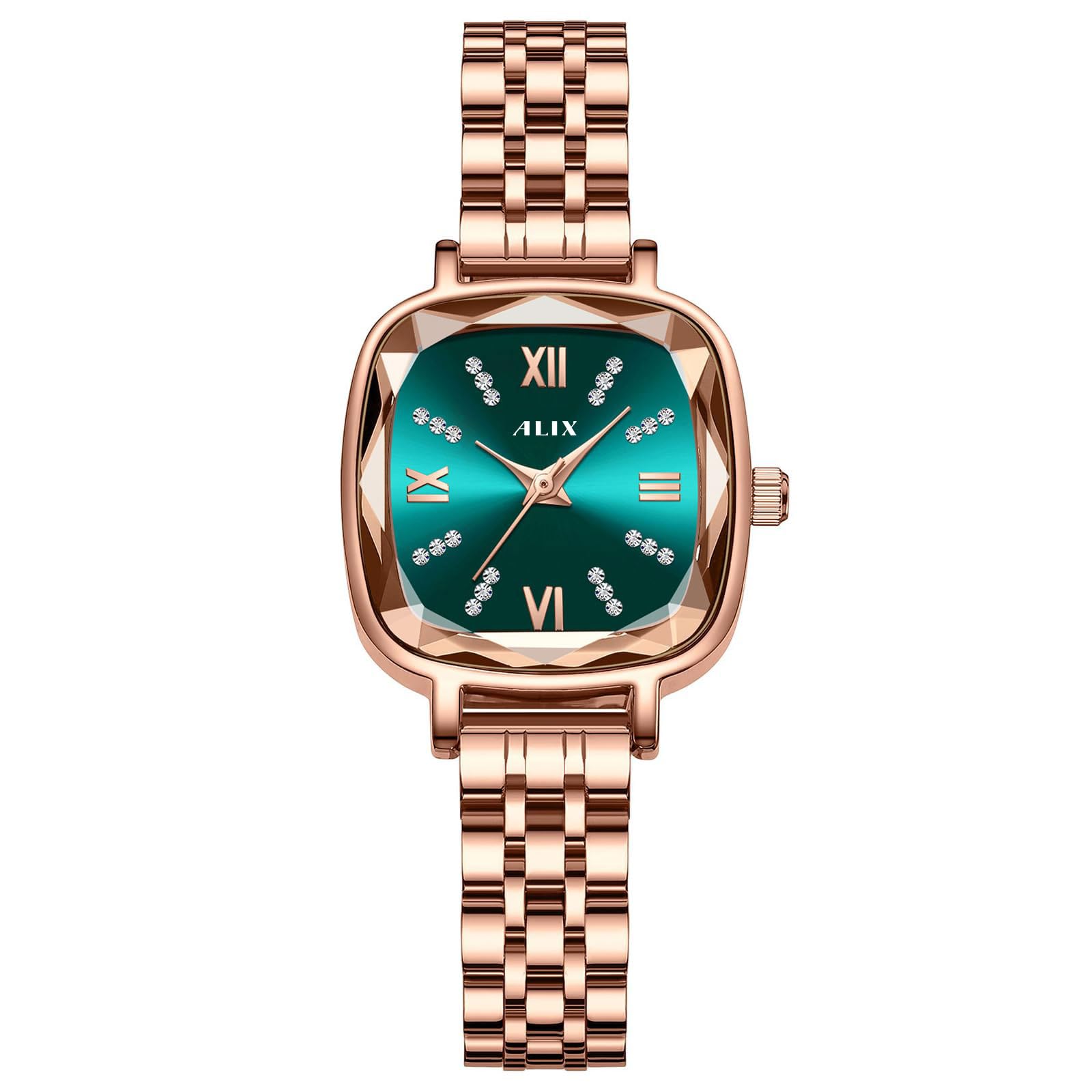 ALIX Rosegold and Turqouise Square dial with Diamond Stylish Womens Watch (B0D9QP611L) Amazon Price History, Amazon Price Tracker