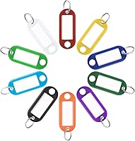 Uniclife 40-Pack Tough Plastic Key Tags with Split Rings & Clear Label Window - 10 Assorted Colors for Easy Organization