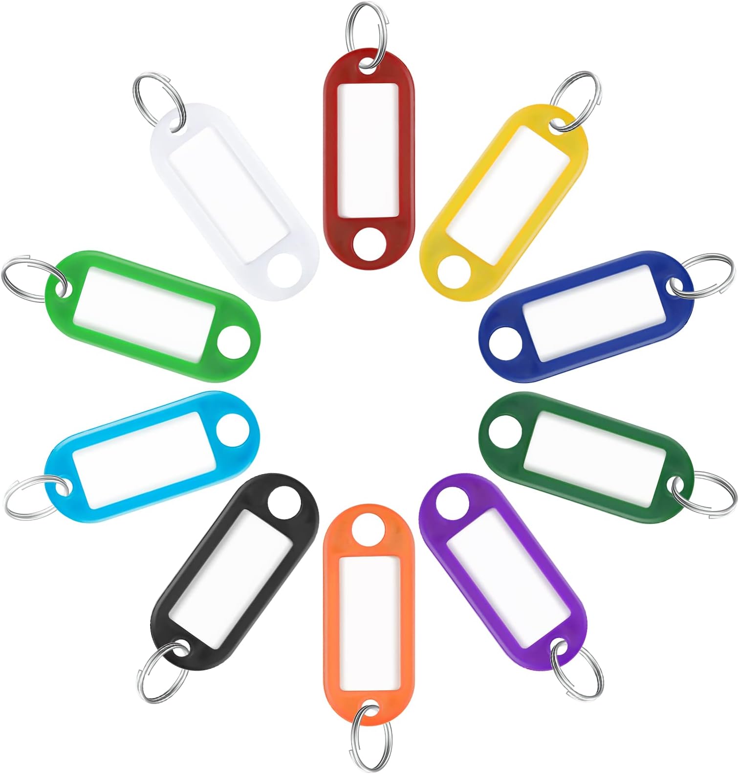 Uniclife 40 Pack Tough Plastic Key Tags with Split Ring Label Window, Assorted Colors