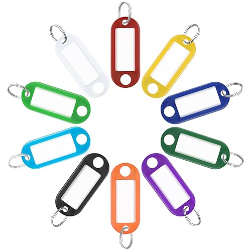 Uniclife 40 Pack Tough Plastic Key Tags with Split Ring