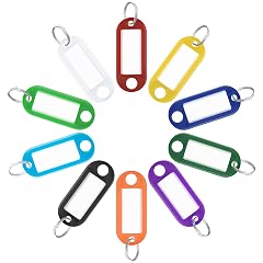 Uniclife 40 Pack Tough Plastic Key Tags with Split Ring Label Window Assorted Colors