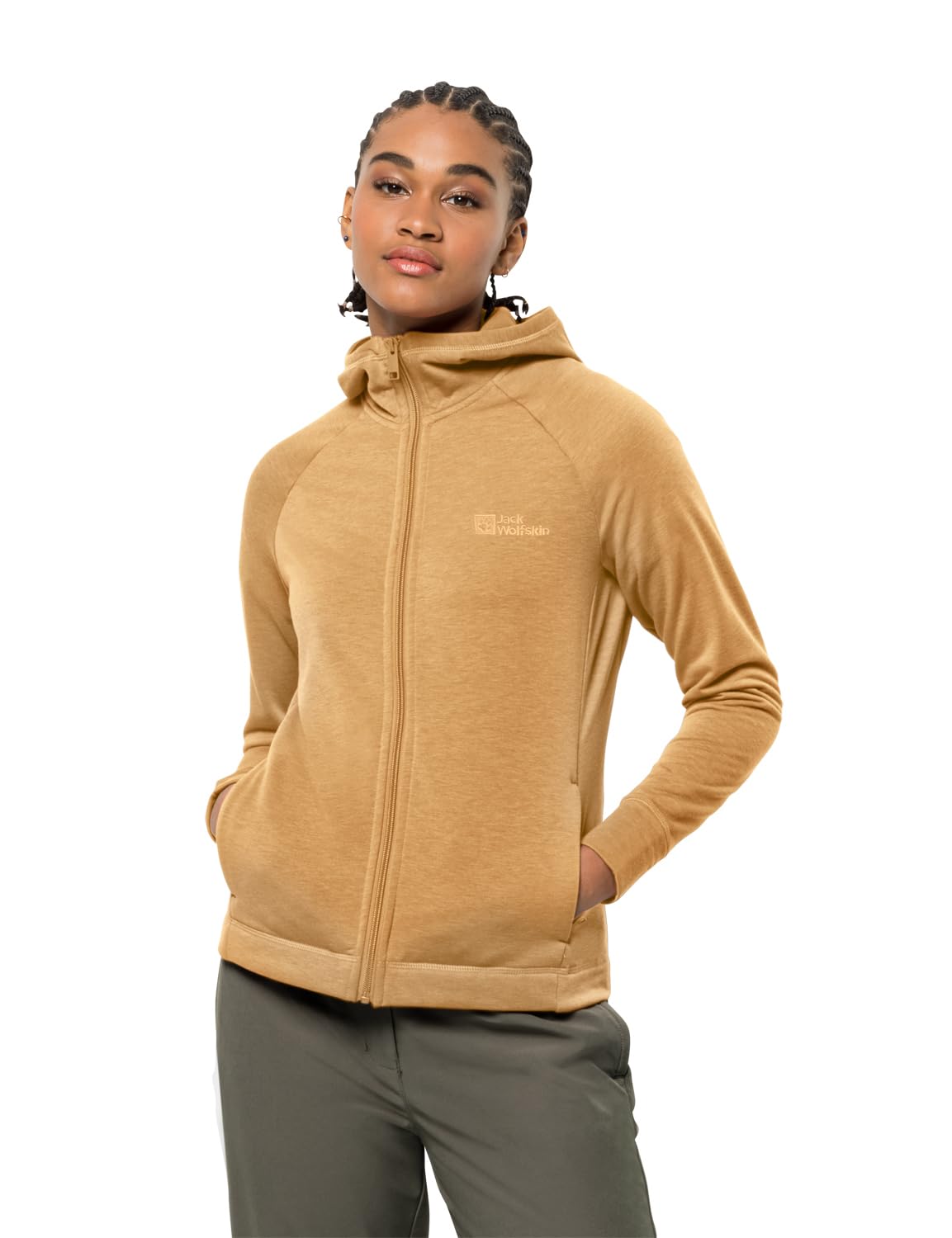 Jack Wolfskin Women's Waldsee Hooded Jacket W Fleece, Honey Yellow, XXL