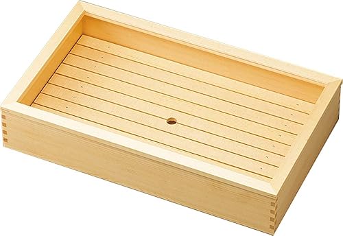 ヤマコー 日本製 ネタ箱 (特大) 目皿・アクリル蓋付 50×30×10cm 業務用 木製 白木 35628