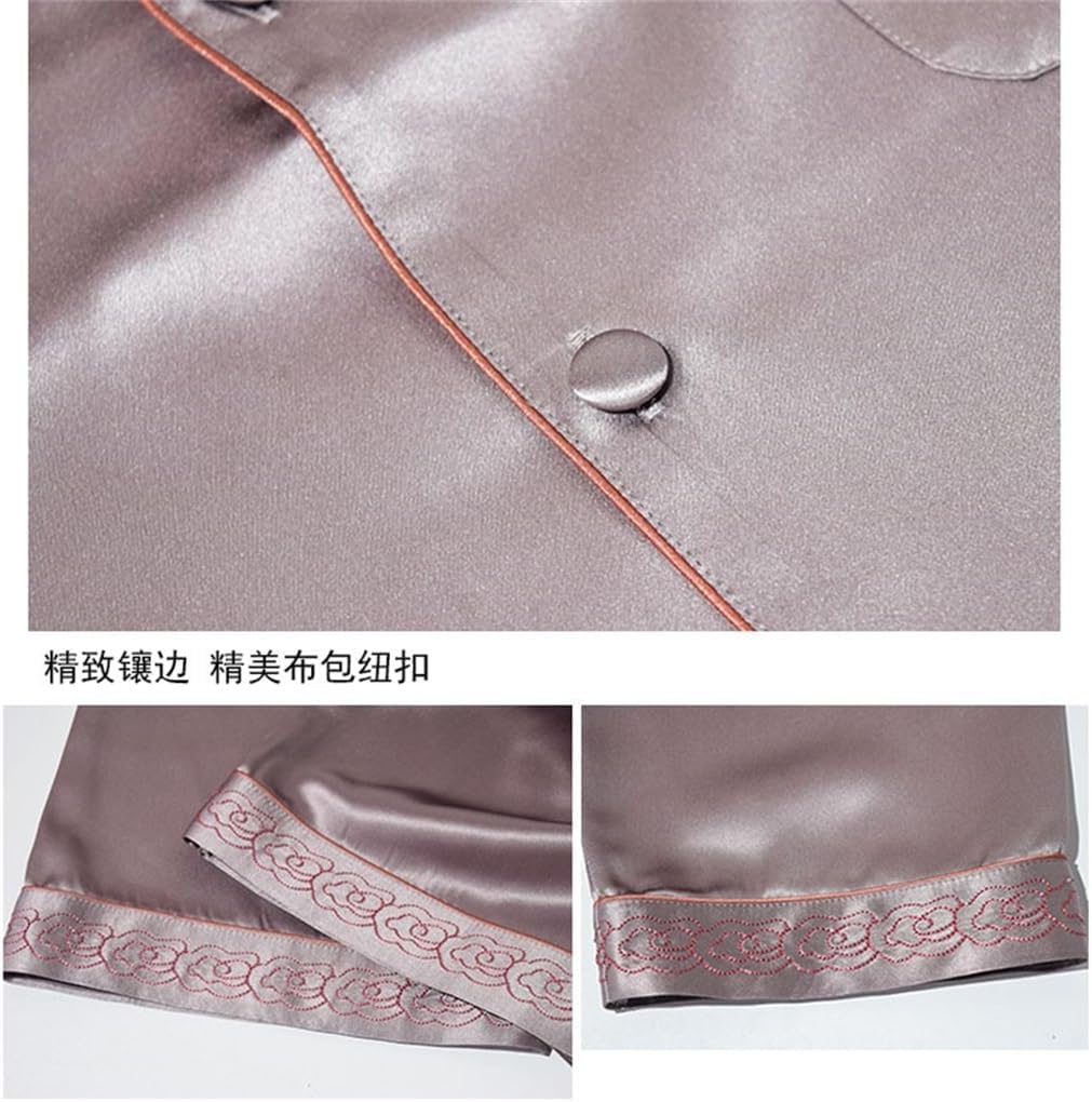 きすけい] KDUQHF 22 mm ヘビーウェイト シルク パジャマ 刺繍入り