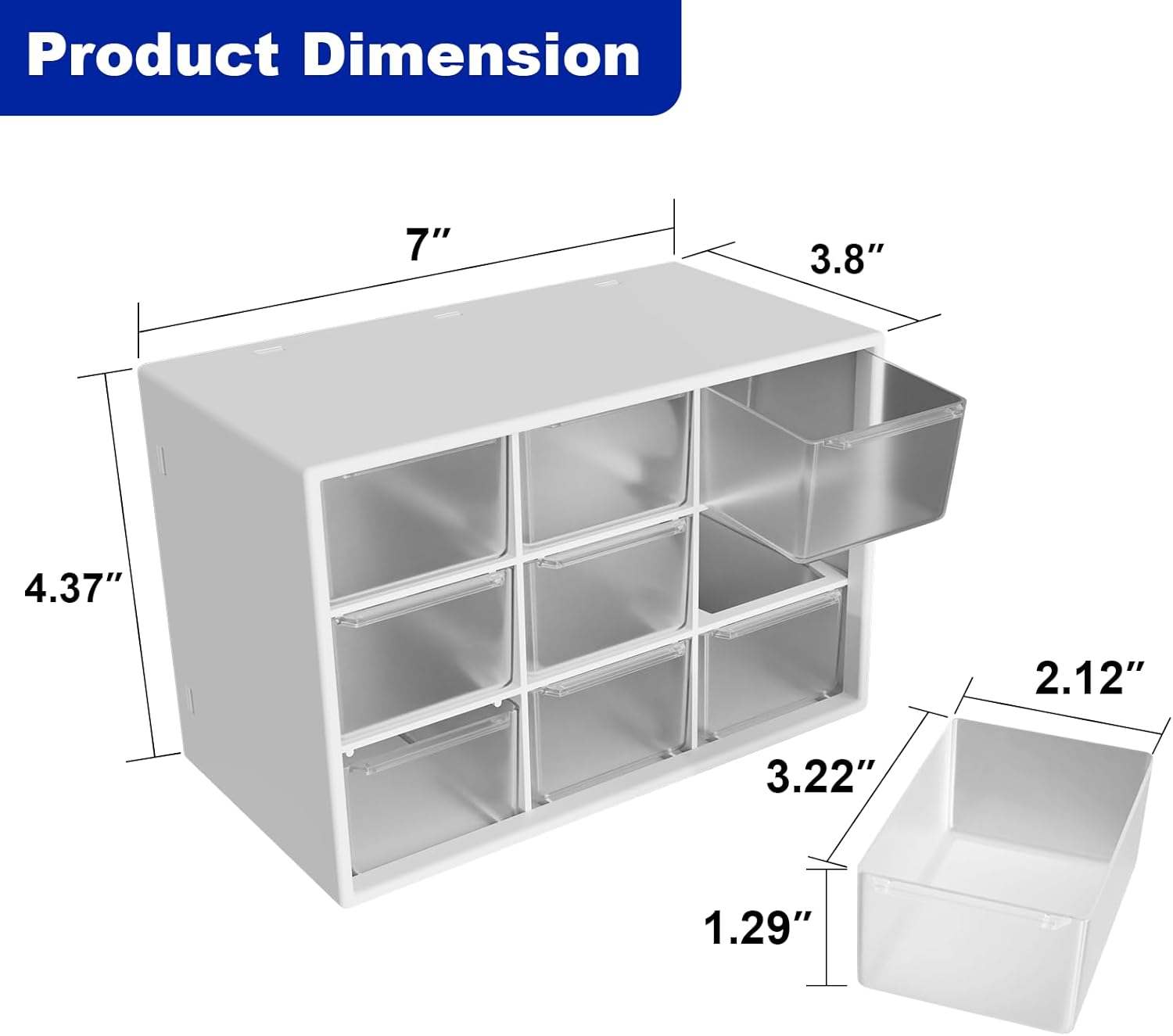 Kelueo Mini Tool Cabinet with 9 Storage Drawer Organizer, Tool Organizer Storage, Art Cabinets, Small Parts, Nuts and Bolts, Craft Organizers and Drawer, Craft Cabinet- White
