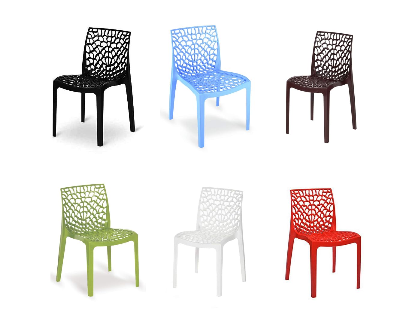 Web Plastic Living Room Outdoor Chair (Jali) Gloss Finish Garden, Home, Office and Restaurant Chair, Orthopedic Spinal Support Plastic Chair (6, Mix Combo, Standard)-image-18