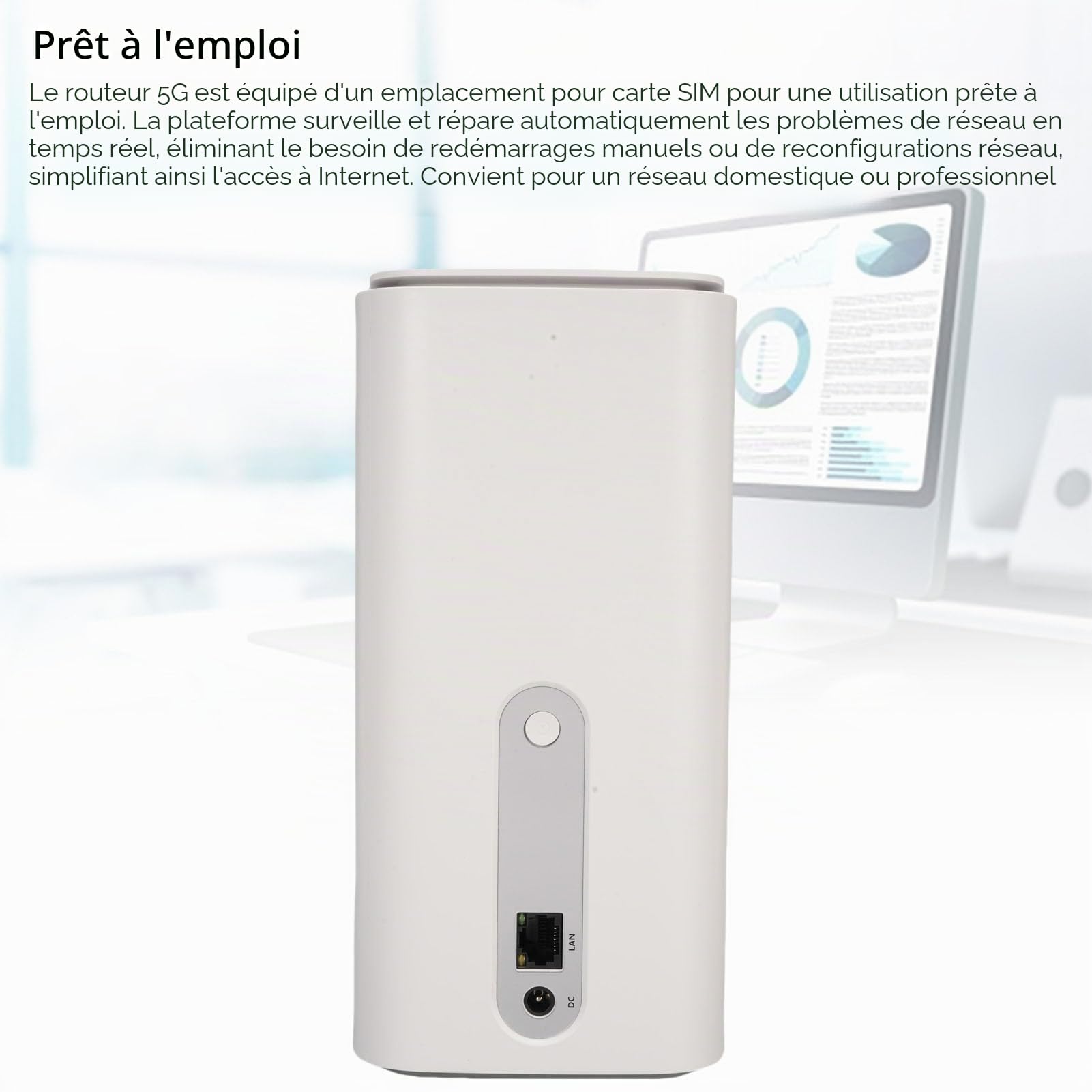 Routeur CPE 5G, Routeur WiFi 6 Double Volume 4,67 Gbit/S avec Emplacement pour Carte SIM et Port LAN de 1000 Mbit/S, jusqu'à 50 Appareils pour Les Intérieurs à la Maison (Bouchon UE)