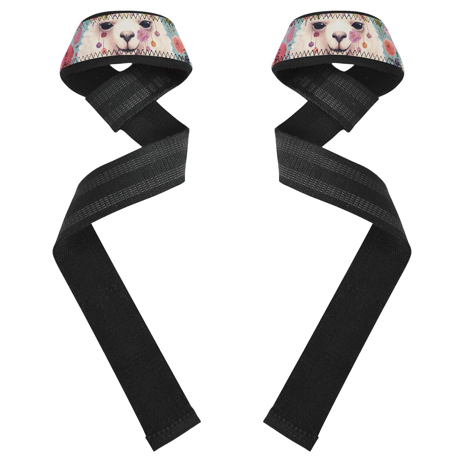 Nander Cute Alpaca Wrist Straps for Weightlifting,Lifting Straps with Neoprene Cushioned Wrist Padded and Anti-Skid Silicone for Strength Training,Bodybuilding,Deadlifting