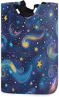 Nander Laundry Basket, Collapsible Fabric Laundry Hamper, Foldable Or Upright Clothes Bag (Space Galaxy Constellation Sun Moon)