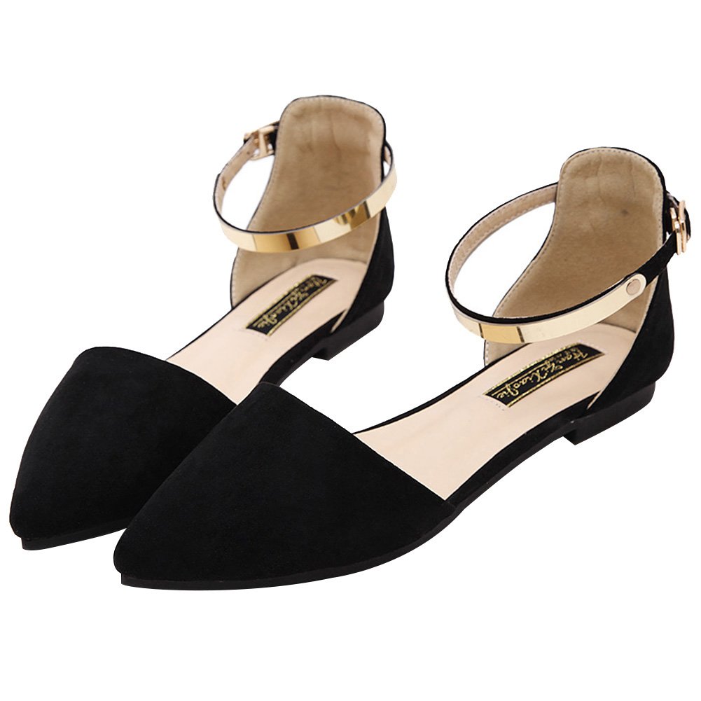 Mujer Dedo Punteado Terciopelo Bailarinas Elegante D'orsay Pumps Plano Zapatos de Vestir