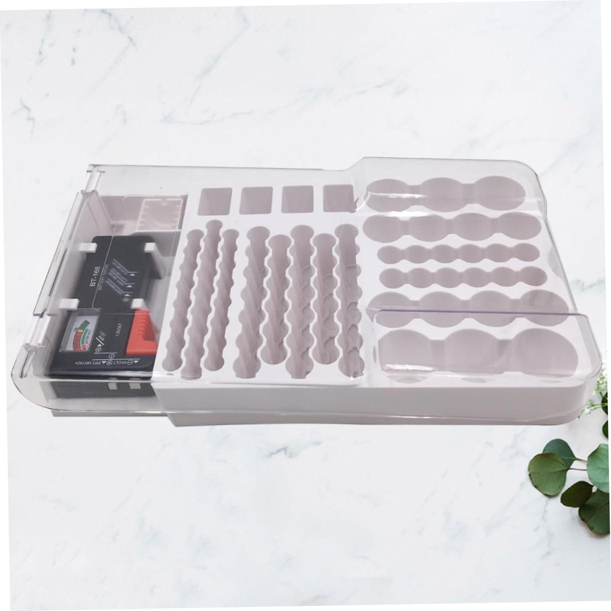 2 Pezzi Custodia Portatile per Batterie con Tester Integrato Capacità Resistente e Durevole Tester Volt Affidabile per Batterie Aa Aaa Contenitore per Conservazione e Test Rapido