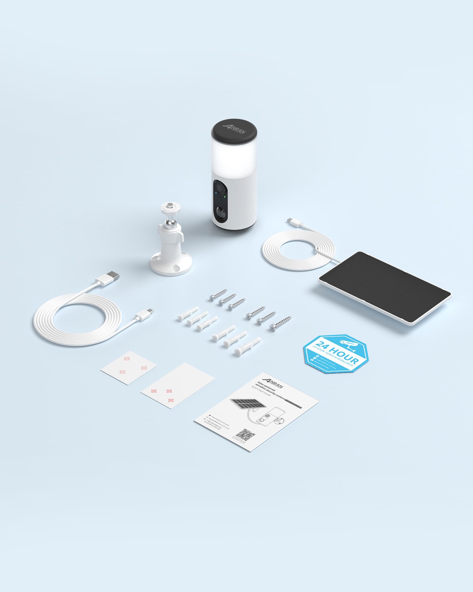 ANRAN 2K Caméra Surveillance WiFi Extérieur sans Fil Solaire avec Lumens