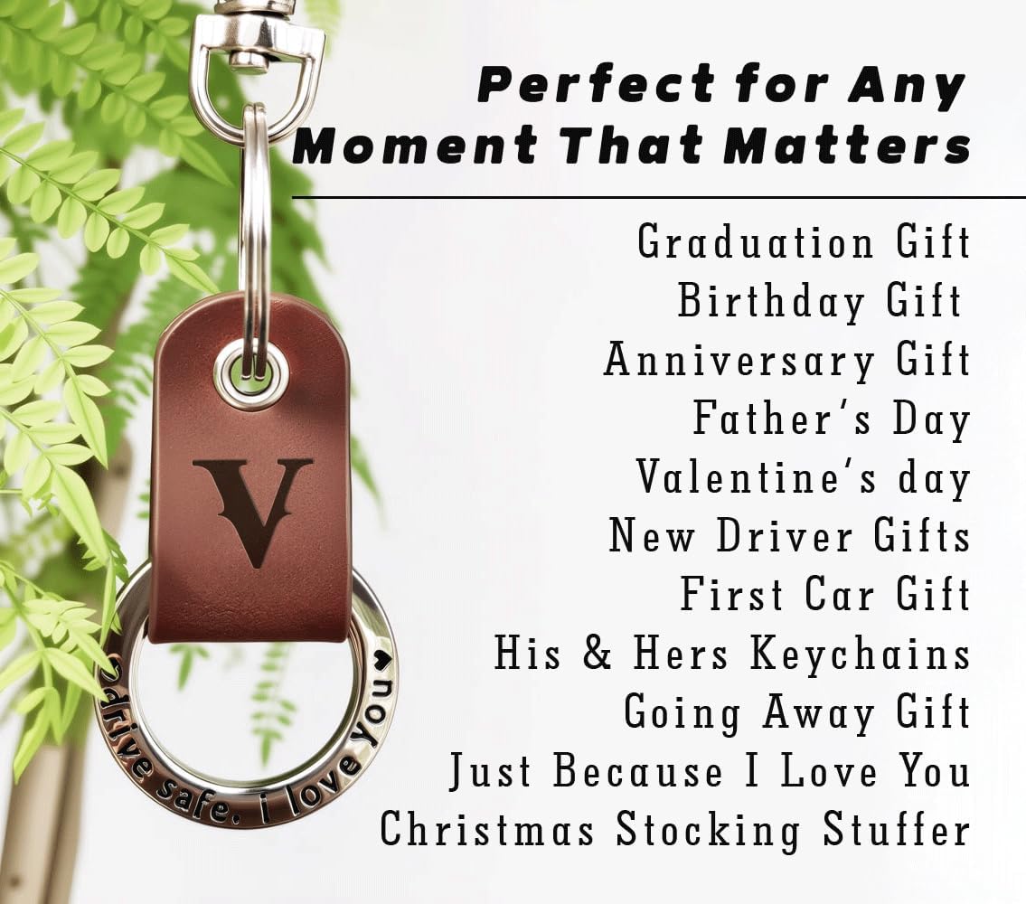 Custom Engraved Leather Keychain, Personalized Initial Key Ring for Him, Stainless Steel Couple Gift for Men & Women - Image 6