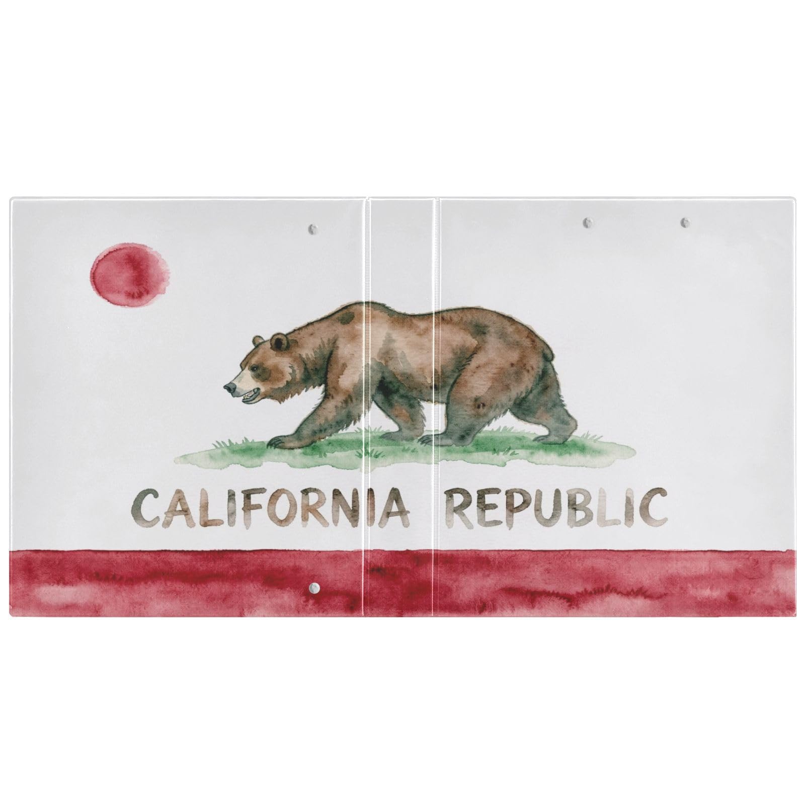 Peystean - Raccoglitore ad anelli rotondo a D da 3,8 cm, con portablocco integrato, copertina rigida stampata su un lato, confezione da 2 pezzi, bandiera della California