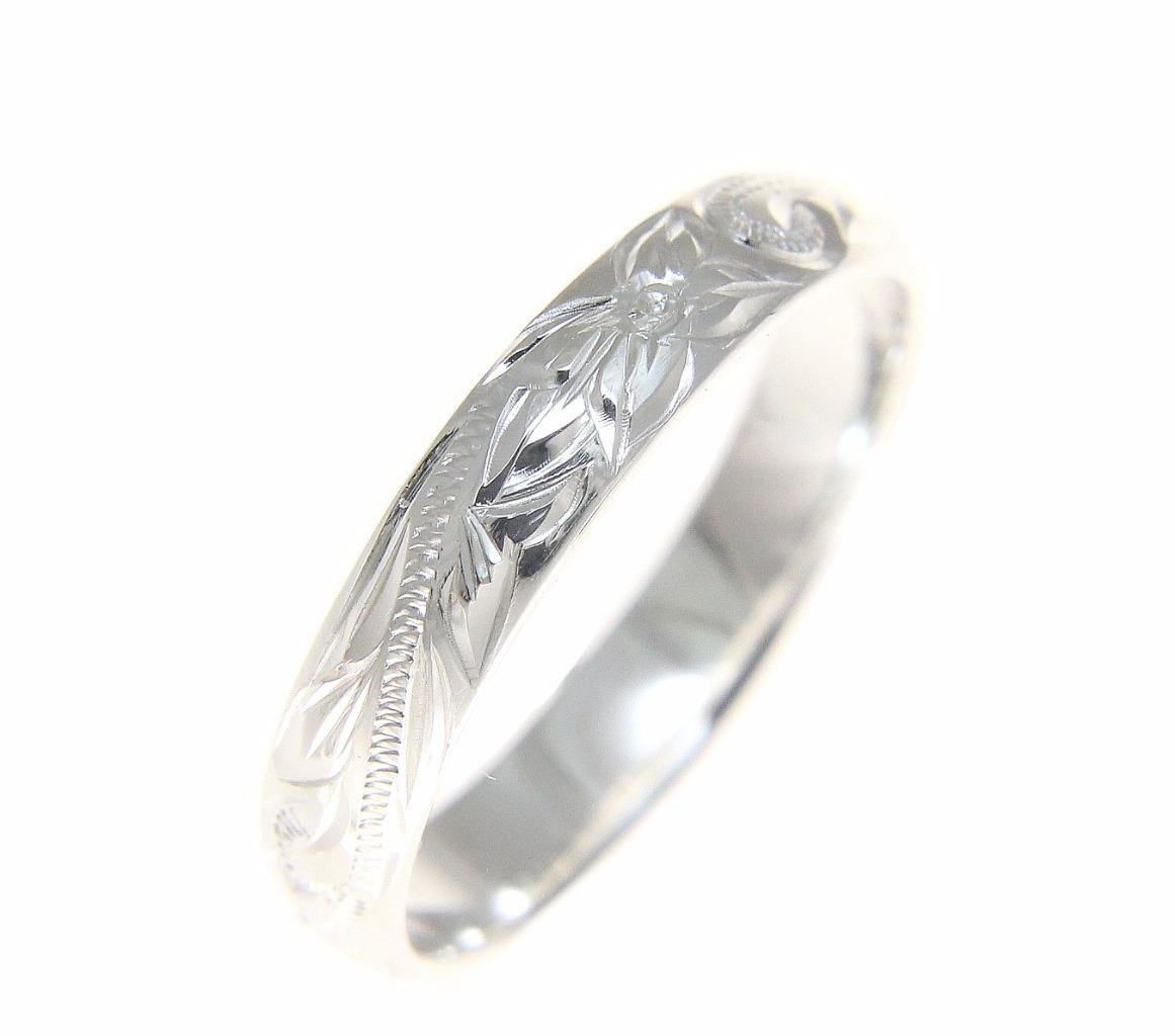 Arthur's Jewelry Sterling silver 925 Hawaiian plumeria scroll 4mm band ring size 1-12